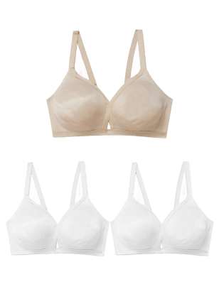 

Womens M&S Collection 3pk Crossover Non Wired Full Cup Bras A-E - White Mix, White Mix