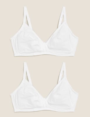 

Womens M&S Collection 2er-Pack bügellose Vollschalen-BHs mit hohem Baumwollanteil (A-E) - White, White