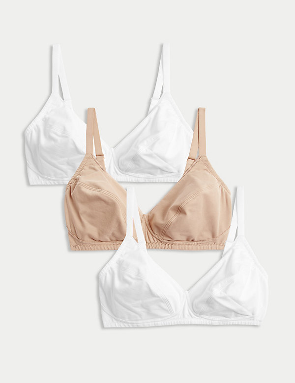 3pk Cotton Non Wired Full Cup Bras A-E - KW