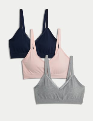 Marks And Spencer Womens M&S Collection 3pk Seamless Non Wired Bralettes - Soft Pink