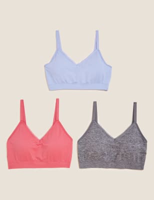 

Womens M&S Collection 3er-Pack nahtlose leichte BHs ohne Bügel - Medium Blue, Medium Blue
