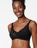 Jacquard & Lace Non-Padded Full Cup Bra
