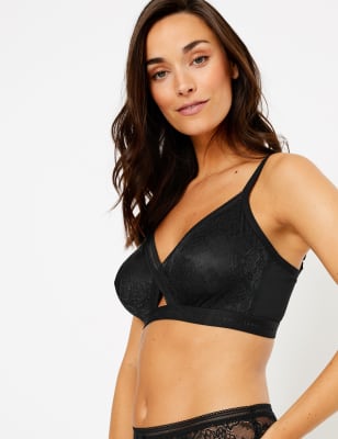 Soutien-gorge bustier sans armatures, orn&eacute; de dentelle