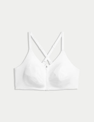 Front fastening soft white non padded non wired half laced cups 42 DD