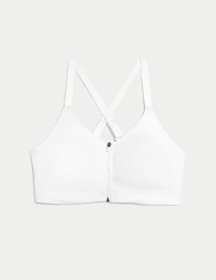 Brand New Ex M&S White Non-Wired Padded Full Cup Sports Bra Sizes 28-38  AA-DD