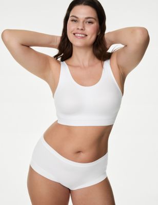 Body By M&S Neutrals Womens Flexifittm Non Wired Crop Top - 8 - White, White,Black,Opaline,Topaz,Ric