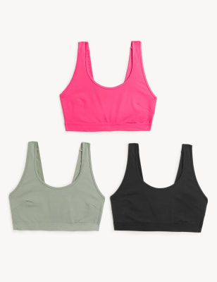 

Womens M&S Collection 3pk Non Wired Crop Tops - Hot Pink, Hot Pink