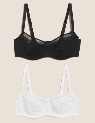

Womens M&S Collection 2pk Embroidered Balcony Bras B-E - Multi, Multi
