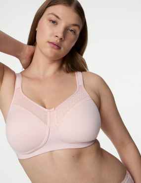MAROON Red Full Support M-Frame Minimiser Spacer Cotton Blend Bra For Women  Non-Wired, Non