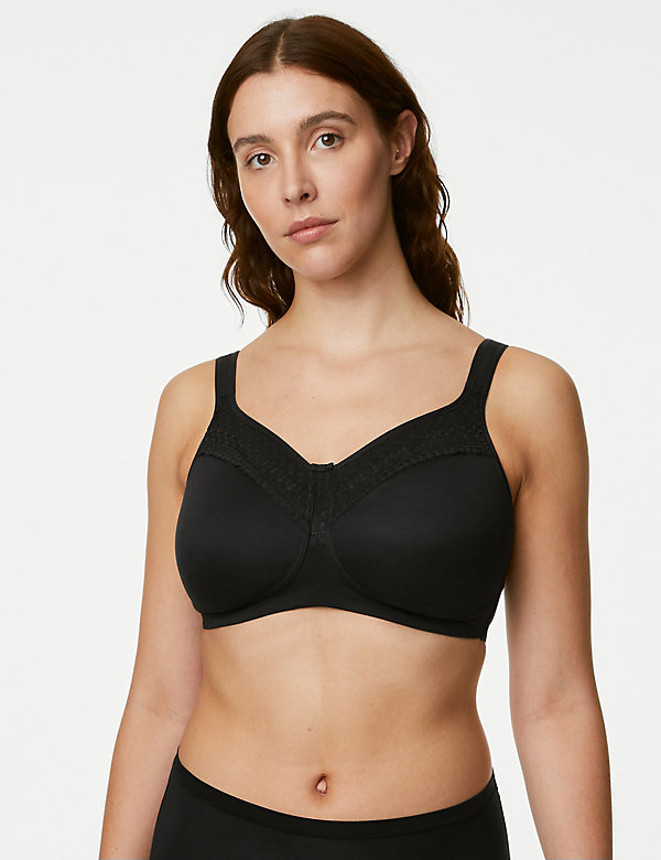 Cotton Blend & Lace Non Wired Total Support Bra B-H - LT