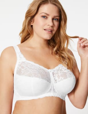 Soutien-gorge de maintien &agrave; motif jacquard fleuri, orn&eacute; de dentelle, bonnets embo&icirc;tants B&nbsp;&agrave;&nbsp;I