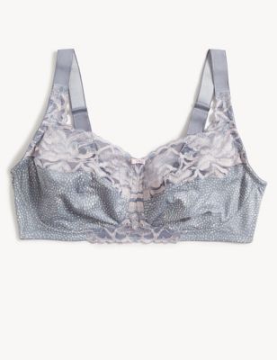 Wild Blooms Non-Padded Lace Trim Full Cup Bra