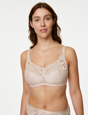 M&S UNDERWIRED Non Padded FULL CUP BRA with LACE TRIMS in GREY MIX Size 42B