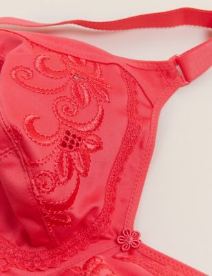 Womens M&S Collection Total Support Embroidered Full Cup Bra B-G - Bright Coral
