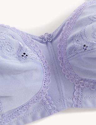 M&S Womens Total Support Embroidered Full Cup Bra B-G - 34C - Lavender, Lavender,Dusty Green