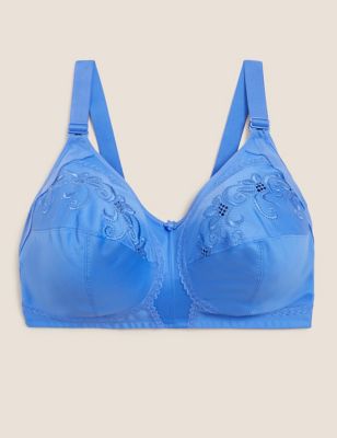 M&S Womens Total Support Embroidered Full Cup Bra B-G - 34C - Fresh Blue, Fresh Blue