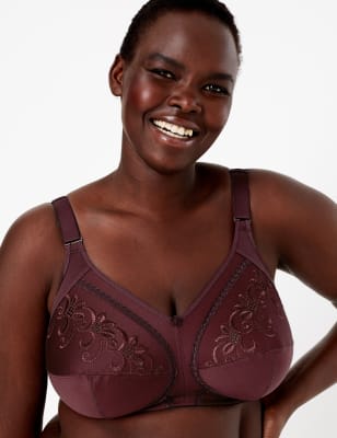 Soutien-gorge de maintien non ampliforme &agrave; motif brod&eacute;, bonnets embo&icirc;tants B&nbsp;&agrave;&nbsp;I