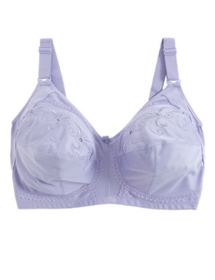 M&S Womens Total Support Embroidered Full Cup Bra DD-K - 36H - Lavender, Lavender,Dusty Green,Black,White,Opaline