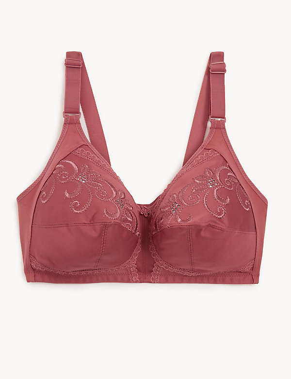 Embroidered Non Wired Total Support Bra - GR
