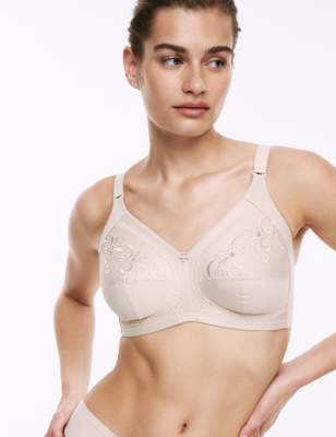 M&S Womens Total Support Embroidered Full Cup Bra B-G - 42F - Opaline, Opaline,Cream,Black,White