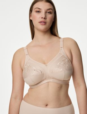 M&S Womens Total Support Embroidered Full Cup Bra B-G - 42F - Opaline, Opaline,Cream,Black,White