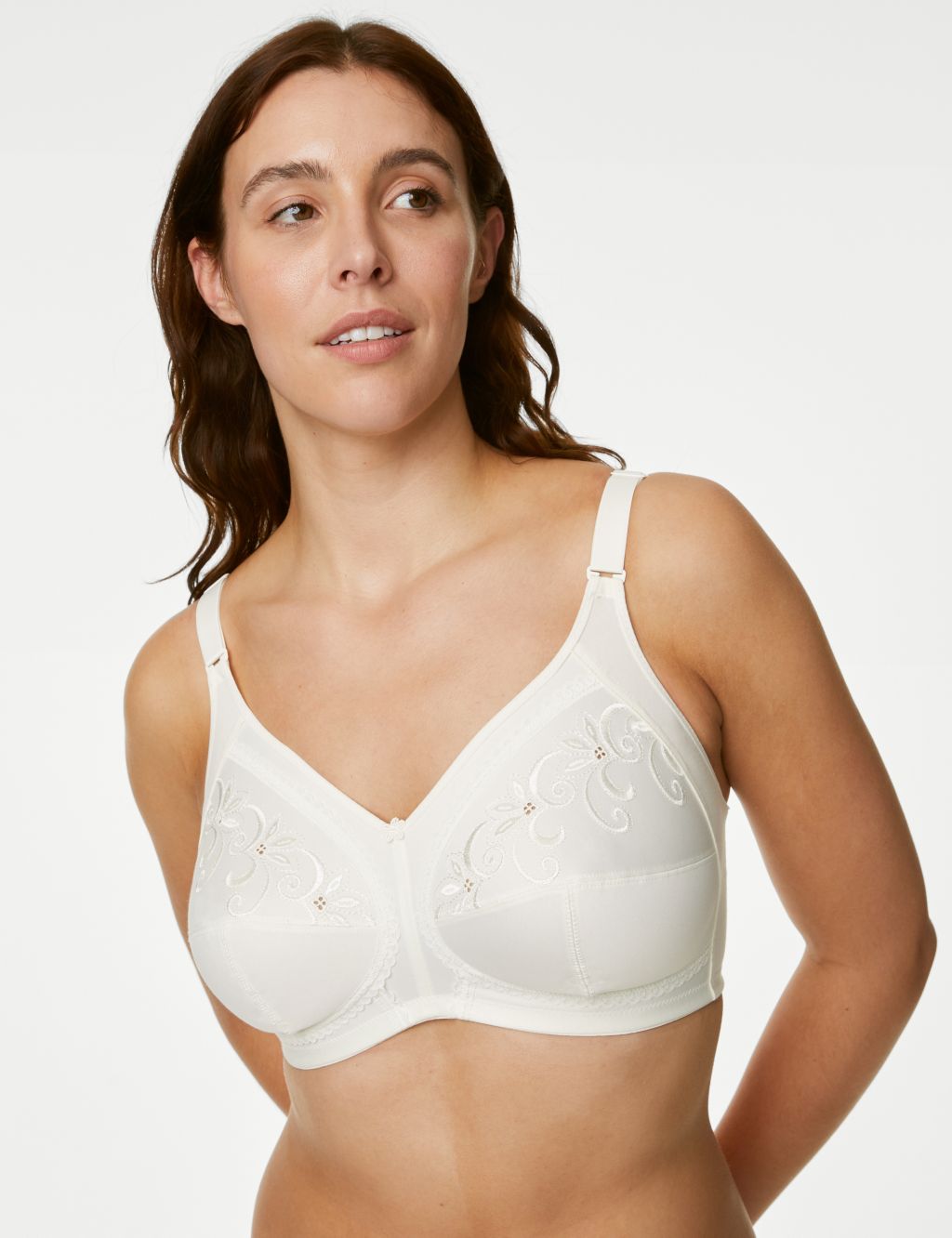 Women's Total Support Non Wired Lace Full Cup Non Padded Soft Cup Bra  (Almond, 36D) : : Fashion