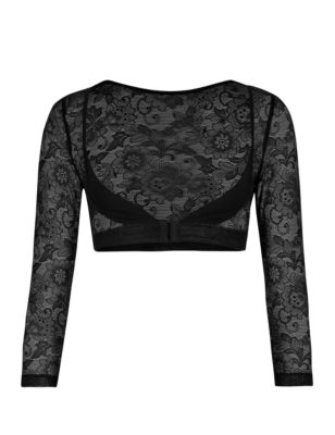 Light Control Flatter-Me™ Floral Lace Armwear Crop Top | M&S Collection ...