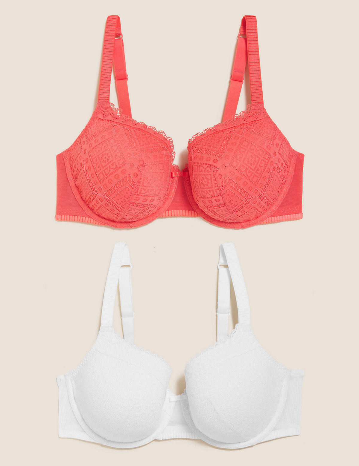 2pk Mesh Lace Full Cup Bras A-E