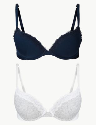 2 Pack Padded Push-Up Plunge Bras A-DD | M&S Collection | M&S