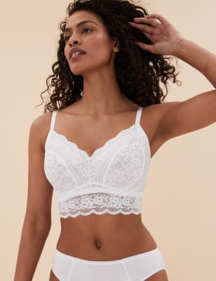 

Womens M&S Collection Lace Longline DD+ Bralette - White, White