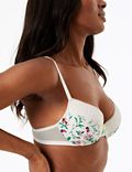 Floral Lace Smoothing Padded Plunge Bra A-E