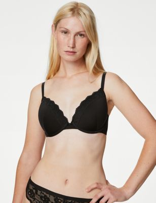 Marks And Spencer Womens M&S Collection Lace Padded Plunge Wired Bra A-E - Black
