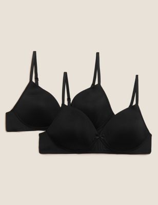 

Womens Angel 2pk Non Wired First Bras AA-D - Black, Black