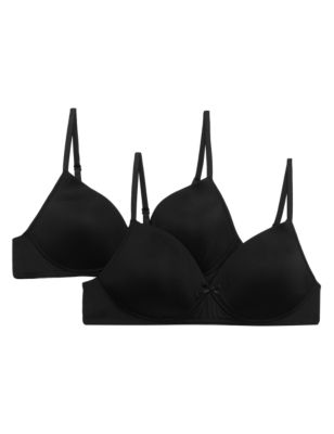 

Womens Angel 2pk Non Wired First Bras AA-D - Black, Black
