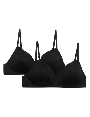 

Womens Angel 2pk Non Wired First Bras AA-D - Black, Black