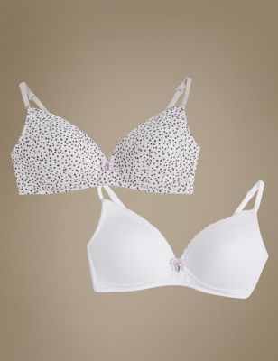 2 Pack Padded Non Wired Full Cup Bras Aa Dd Angel Mands