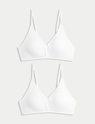 Marks And Spencer Womens Angel 2pk Non-Wired Bralette First Bra AA-D - White/White, White/White