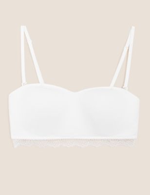 

Womens Angel Cotton & Lace Non Wired Bandeau First Bra AA-D - White, White