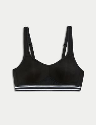 M&S Women's Ultimate Support Non Wired Sports First Bra AA-D - 34C - Black Mix, Black Mix,White