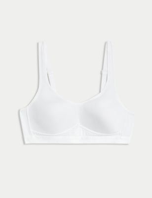 M&S Womens Ultimate Support Non Wired Sports First Bra AA-D - 30AA - White, White,Black Mix