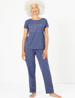 Pyjama &agrave; manches courtes et texte &laquo;&nbsp;Love&nbsp;&raquo;