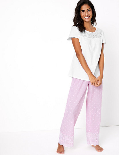 Pure Cotton Broderie Pyjama Set