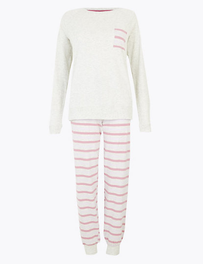 Striped Cuffed Hem Pyjama Set