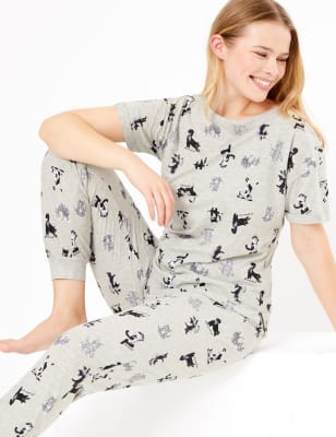 Charmour - Capri jogger PJ set - Meow-velous cat. Colour: navy