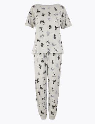 Yoga Cat Print Short Sleeve Pyjama Set