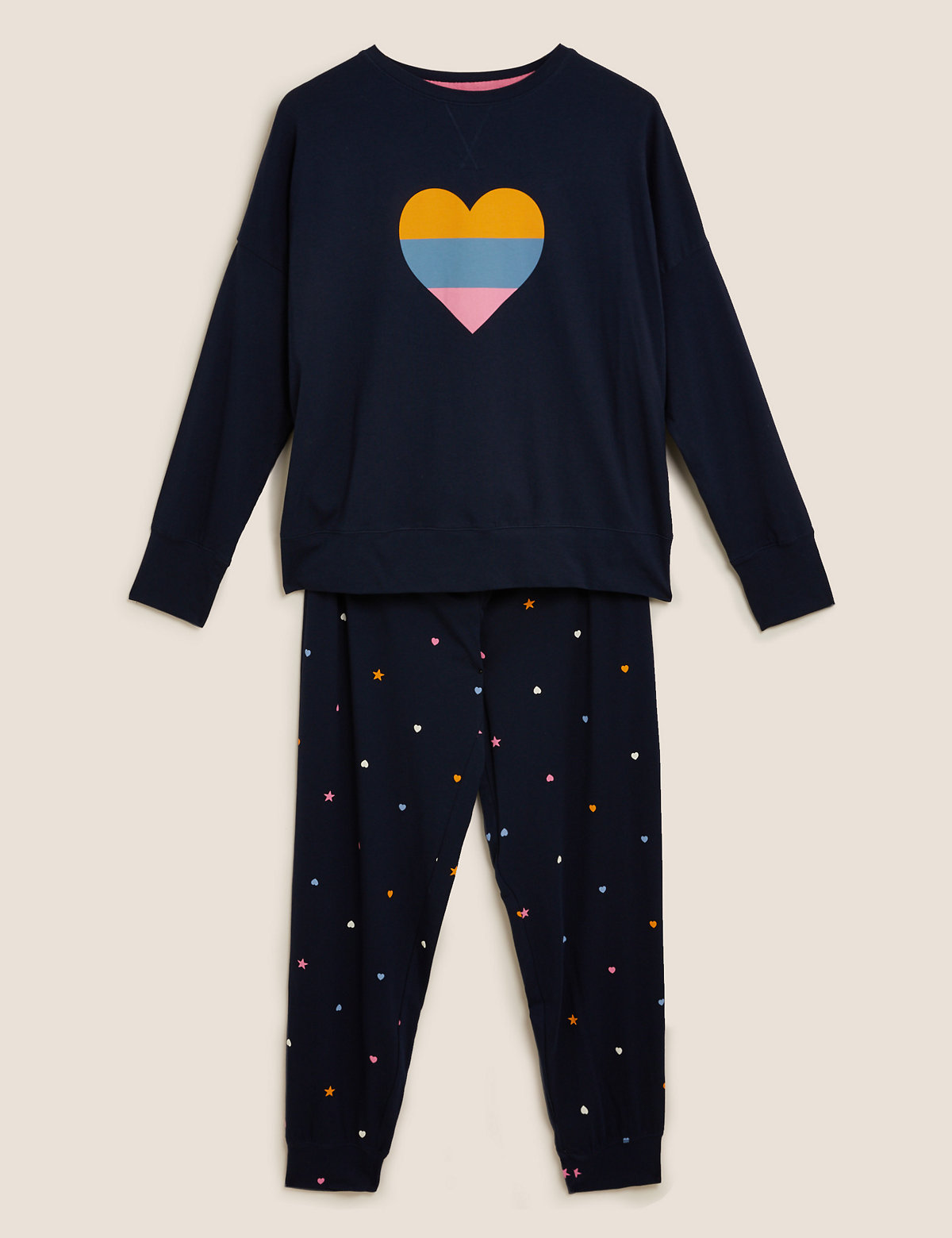 Cotton Heart Print Pyjama Set