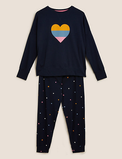 Cotton Heart Print Pyjama Set