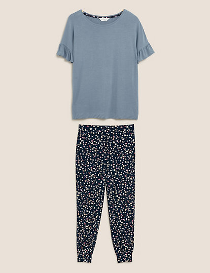 Frill Sleeve Floral Cuff Pant Pyjama Set