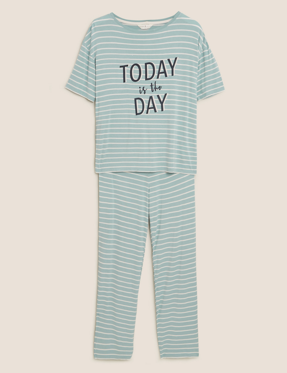 Slogan and Stripe Pyjama Set