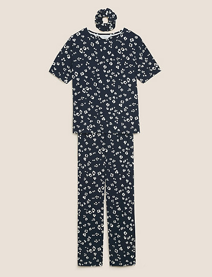 Viscose Animal Pyjama Set With Scrunchie